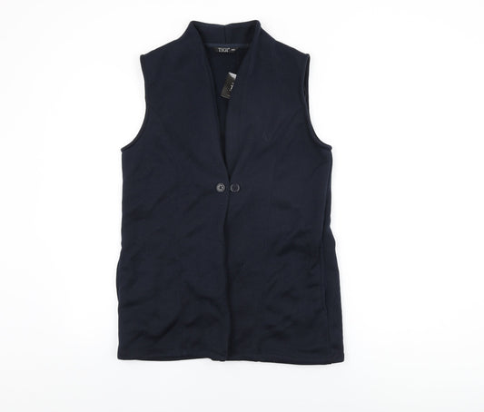 TIGI Womens Blue Gilet Jacket Size 10 Button