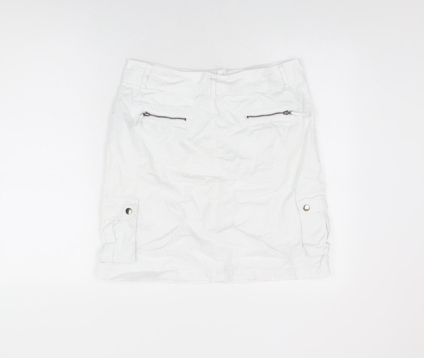 Papaya Womens White Cotton A-Line Skirt Size 12 Zip