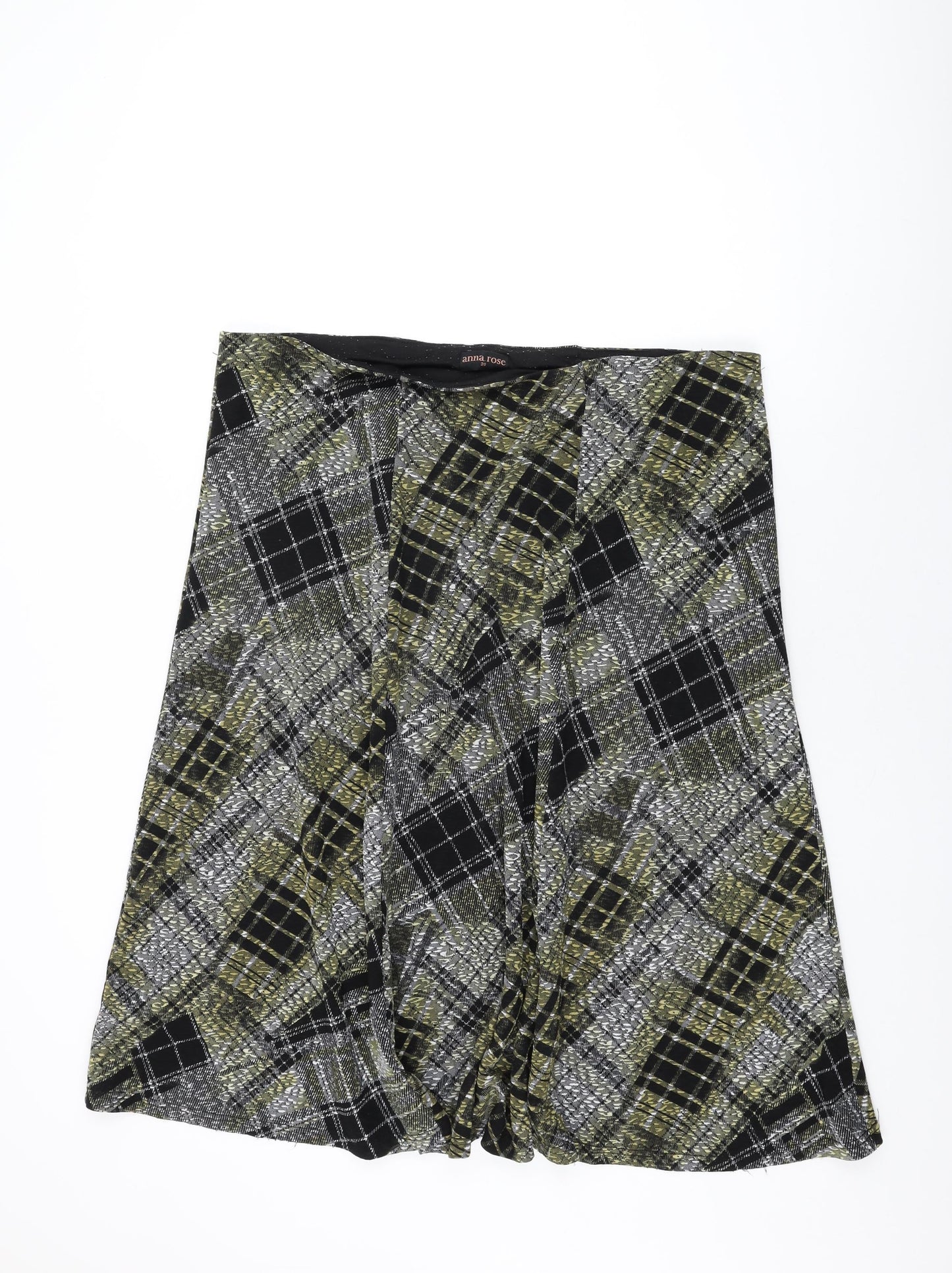 Anna Rose Womens Black Plaid Polyester Swing Skirt Size 20