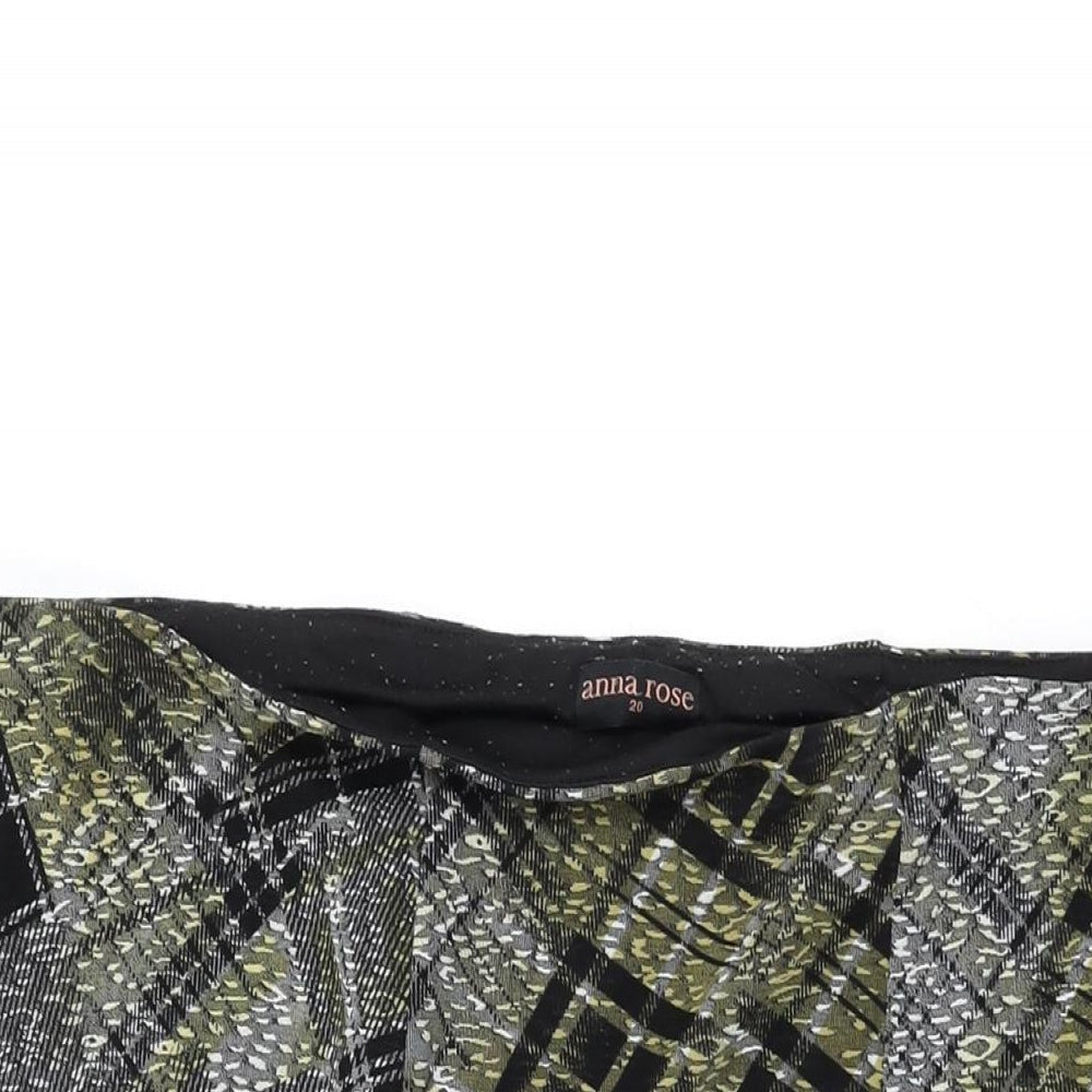 Anna Rose Womens Black Plaid Polyester Swing Skirt Size 20