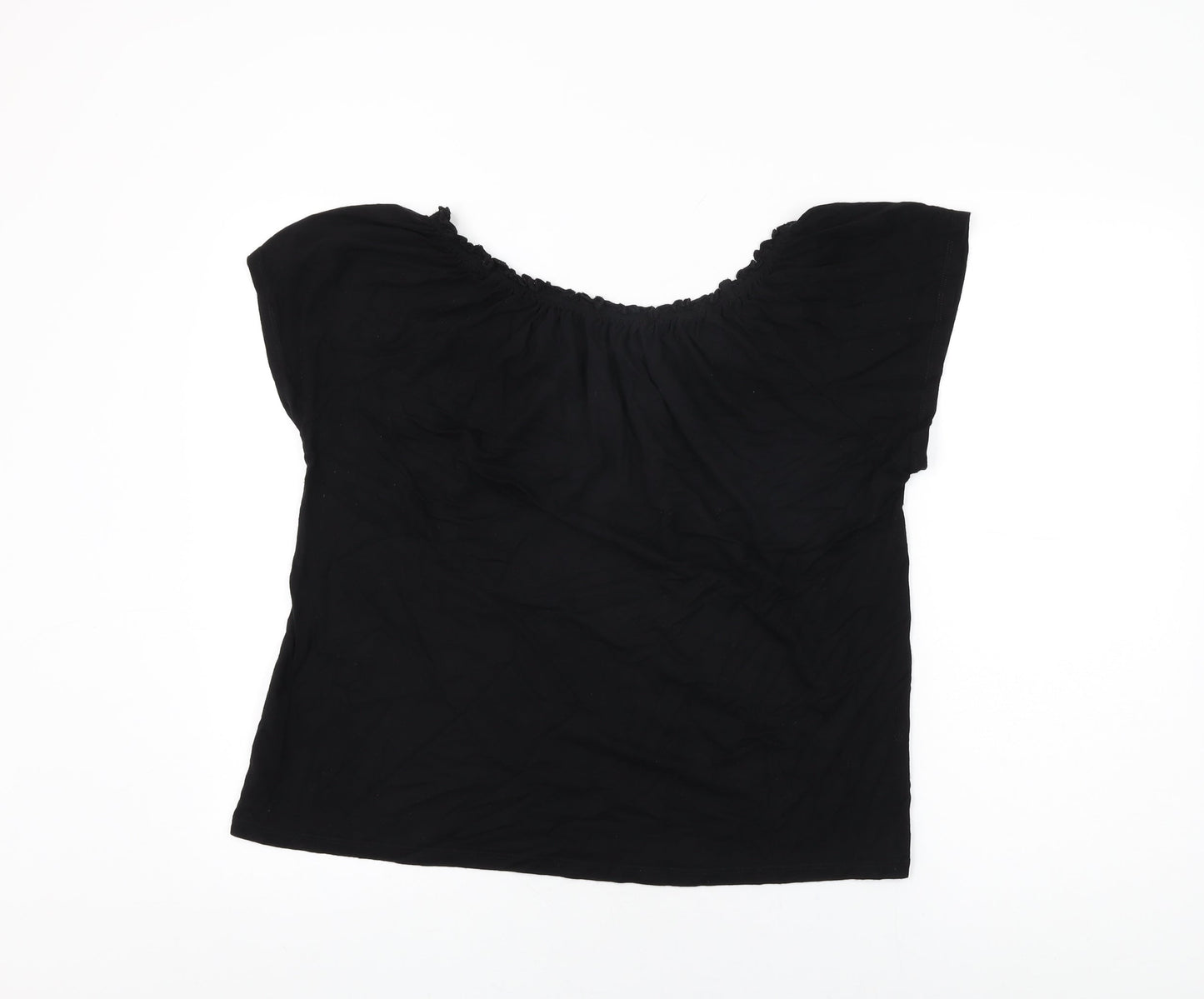 M&Co Womens Black Viscose Basic T-Shirt Size 18 Round Neck