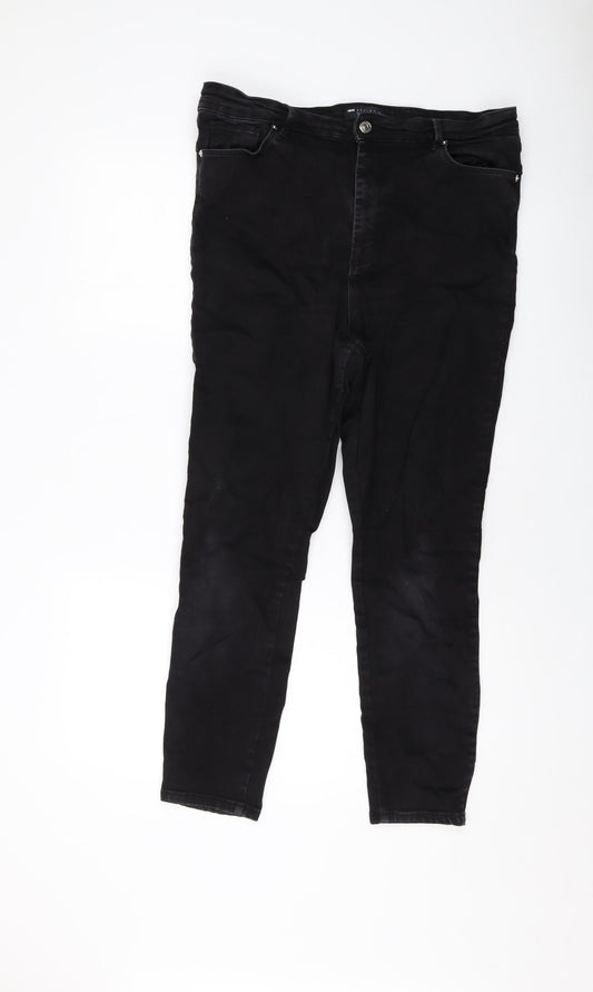Asoos Womens Black Cotton Skinny Jeans Size 18 L25 in Regular Button