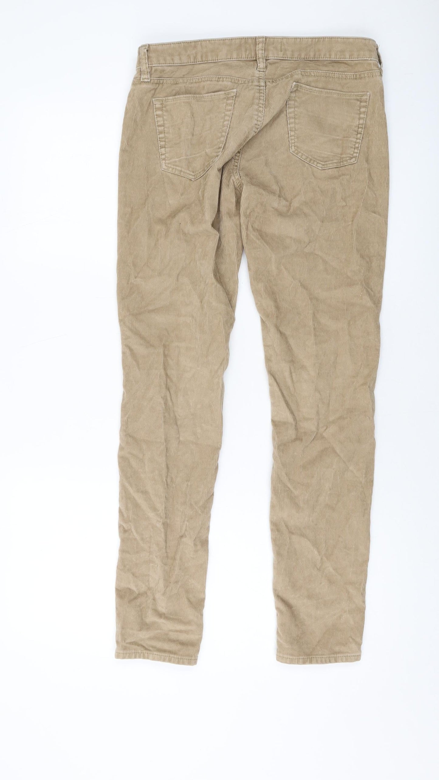 Uniqlo Womens Beige Cotton Trousers Size 26 in L29 in Regular Button
