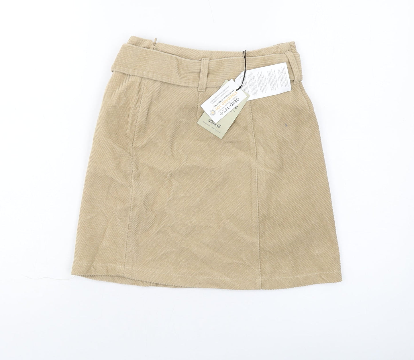 Denim & Co. Womens Beige Cotton Mini Skirt Size 6 Zip