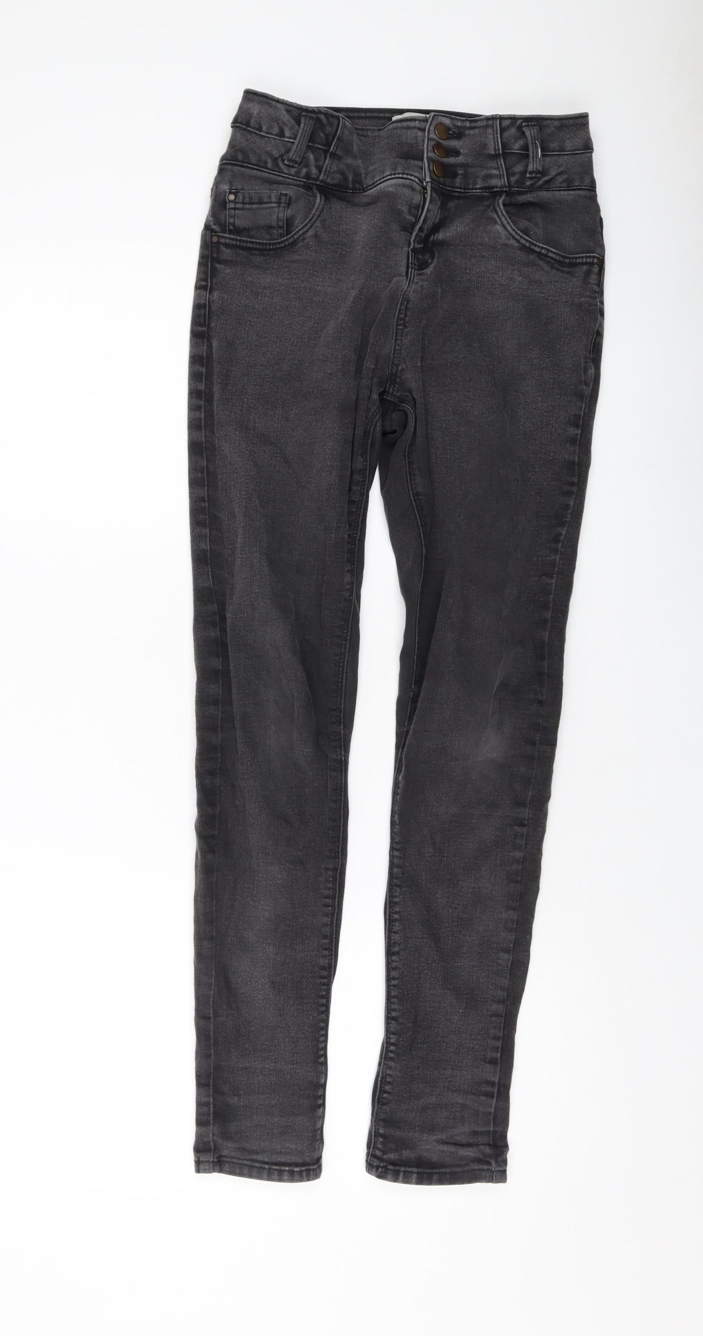 New Look Girls Grey Cotton Skinny Jeans Size 14 Years Regular Button