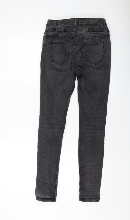 New Look Girls Grey Cotton Skinny Jeans Size 14 Years Regular Button