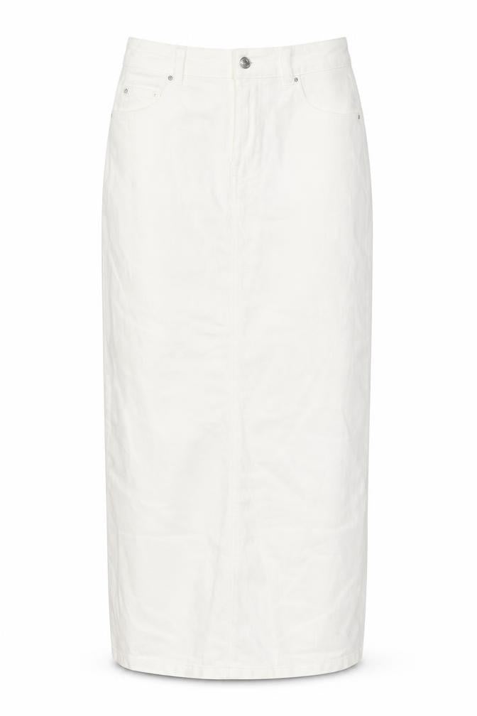 Front view of ASOS women’s ivory cotton straight & pencil skirt, size UK 6, button
