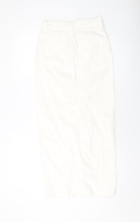 ASOS Womens Ivory Cotton Straight & Pencil Skirt Size 6 Button