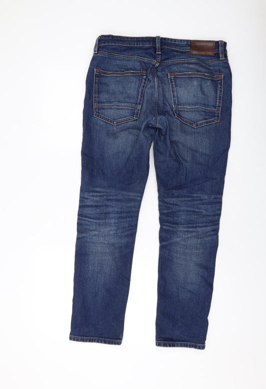 Marks and Spencer Mens Blue Cotton Straight Jeans Size 30 in L29 in Slim Button