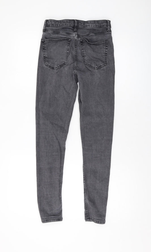 Topshop Womens Grey Cotton Skinny Jeans Size 24 L27 in Regular Button