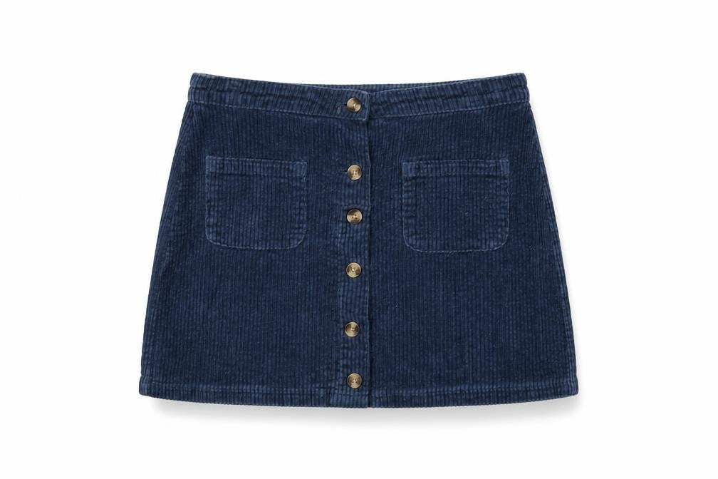 Next Girls Blue Cotton A-Line Skirt Size 11 Years Regular Button