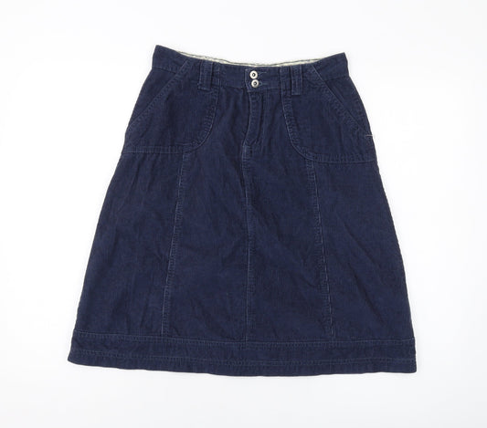 Mistral Womens Blue Cotton A-Line Skirt Size 10 Button