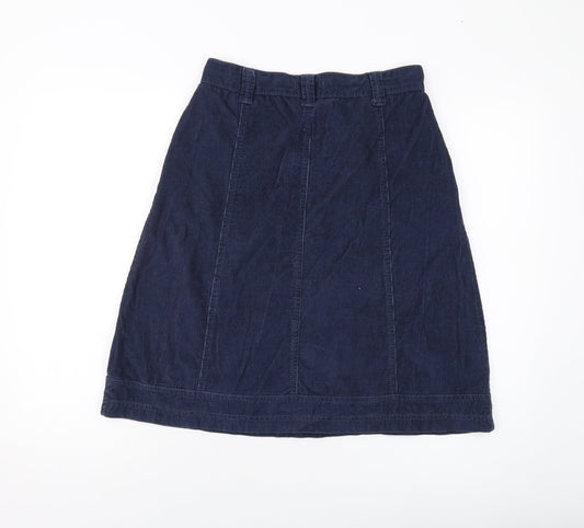 Mistral Womens Blue Cotton A-Line Skirt Size 10 Button