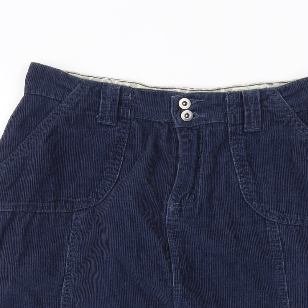 Mistral Womens Blue Cotton A-Line Skirt Size 10 Button