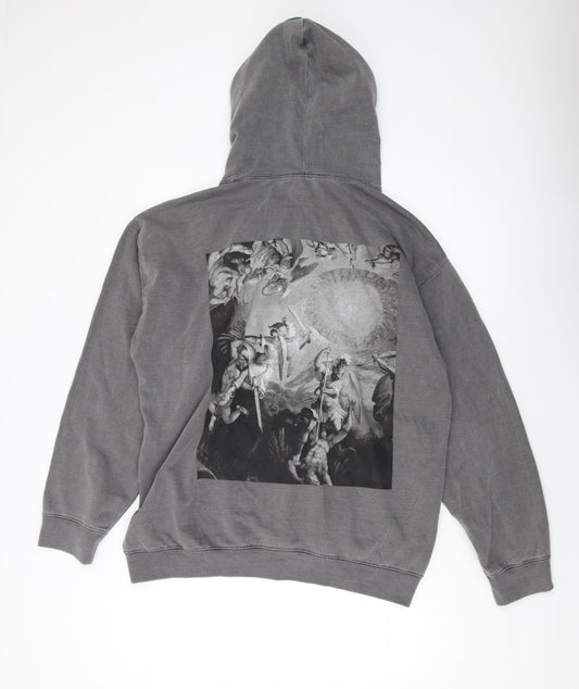 Boohoo Mens Grey Cotton Pullover Hoodie Size S