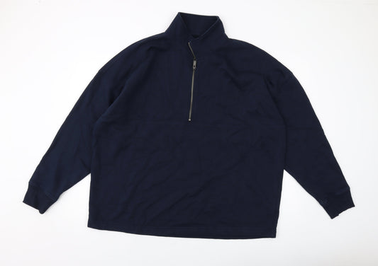 Marks and Spencer Mens Blue Cotton Pullover Sweatshirt Size 2XL