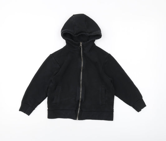 NEXT Boys Black Cotton Full Zip Hoodie Size 6 Years Zip
