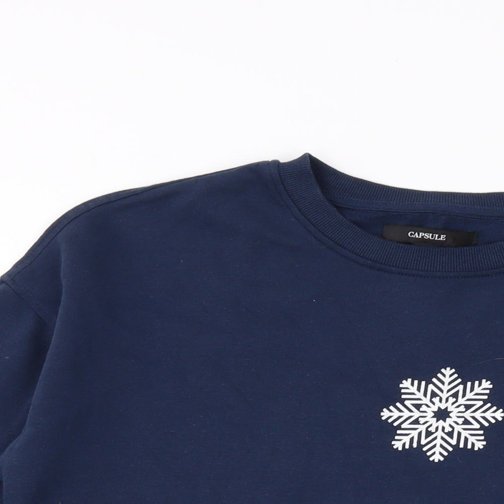 Capsule Womens Blue Cotton Pullover Sweatshirt Size 16 Pullover