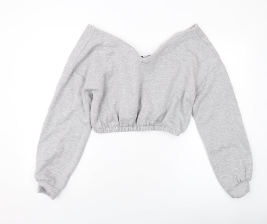 PRETTYLITTLETHING Womens Grey Polyester Pullover Sweatshirt Size M Pullover