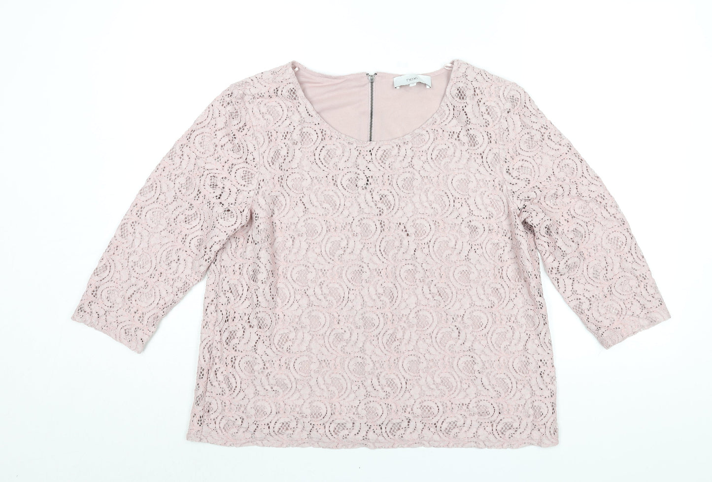 NEXT Womens Pink Nylon Basic Blouse Size 16 Round Neck