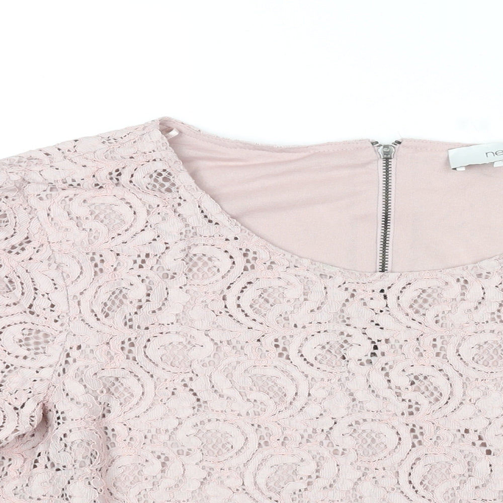NEXT Womens Pink Nylon Basic Blouse Size 16 Round Neck