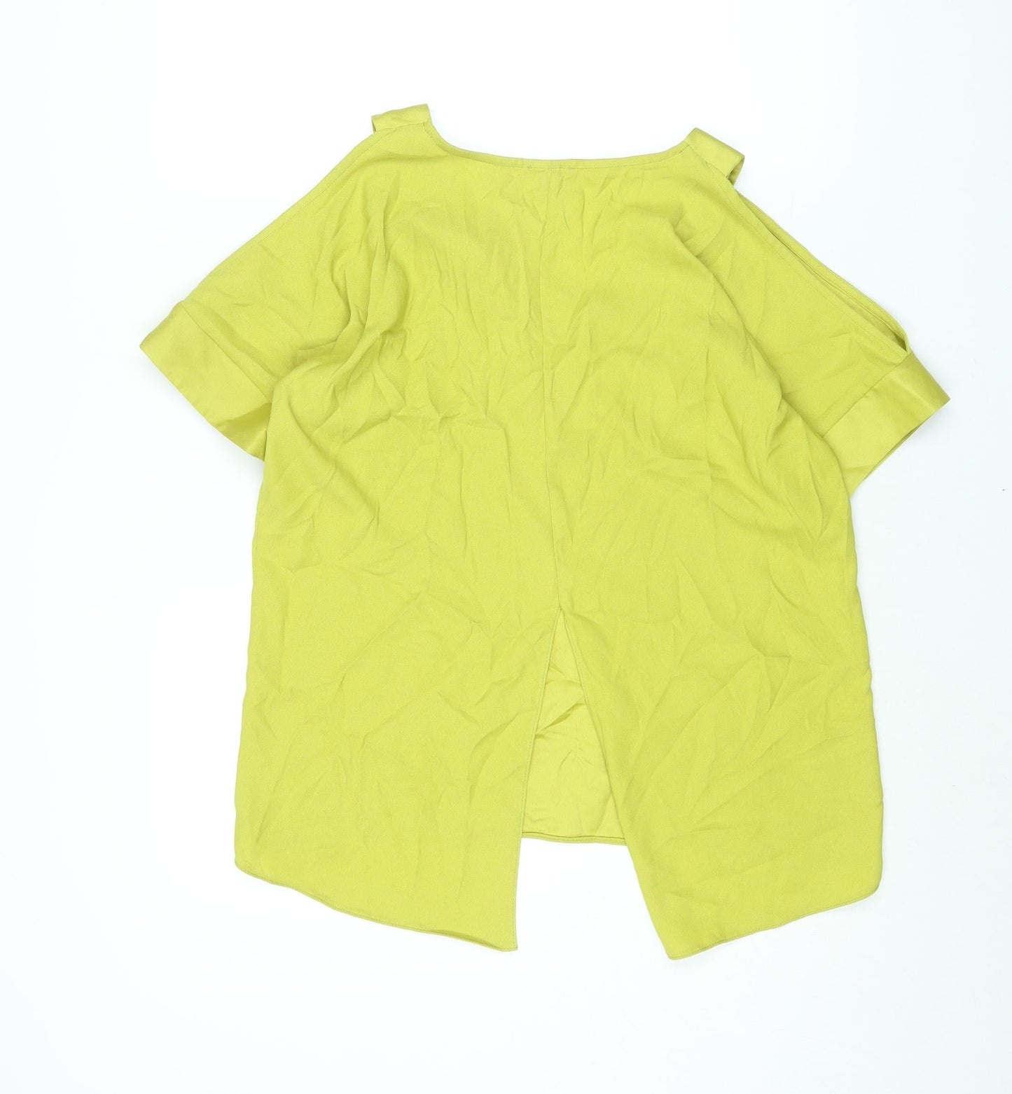 River Island Womens Green Polyester Basic Blouse Size 10 V-Neck - Cold Shoulder Vented