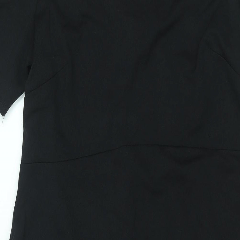 ASOS Womens Black Polyester Bodycon Size 10 Round Neck Zip - Cut Out