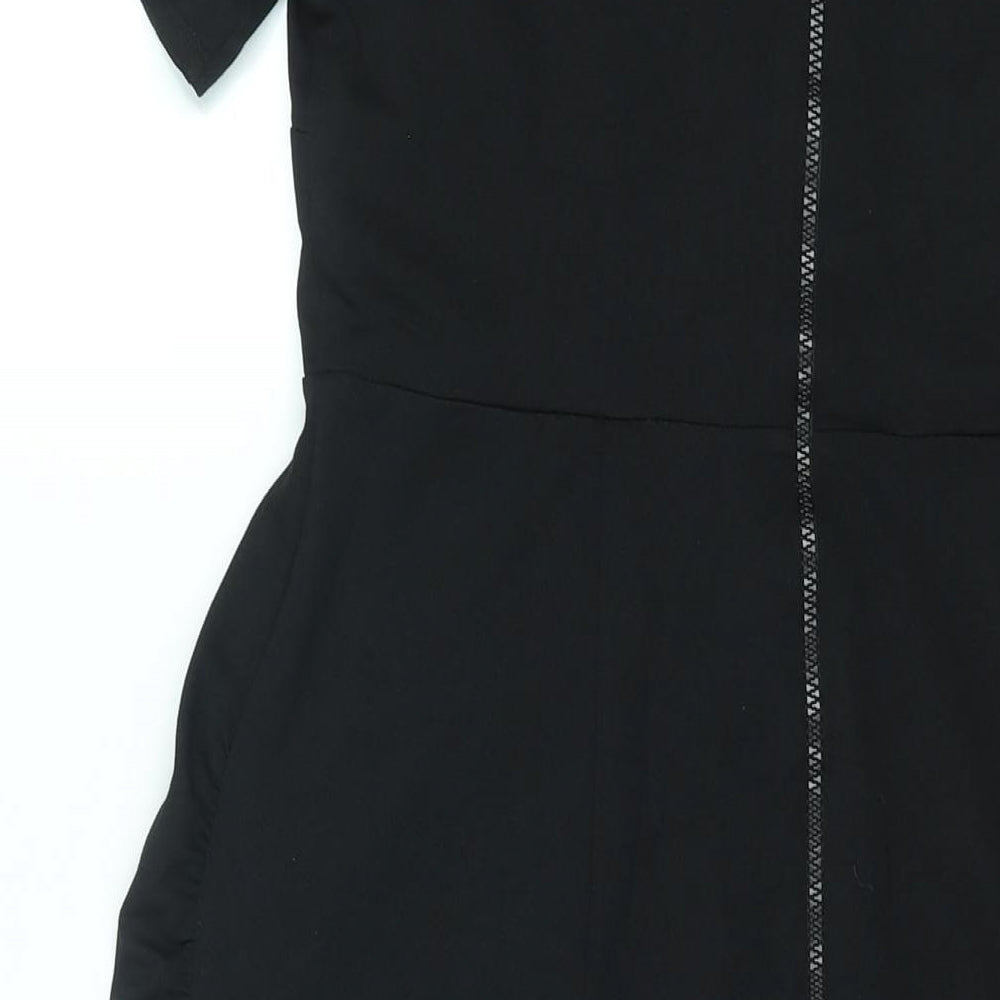 ASOS Womens Black Polyester Bodycon Size 10 Round Neck Zip - Cut Out