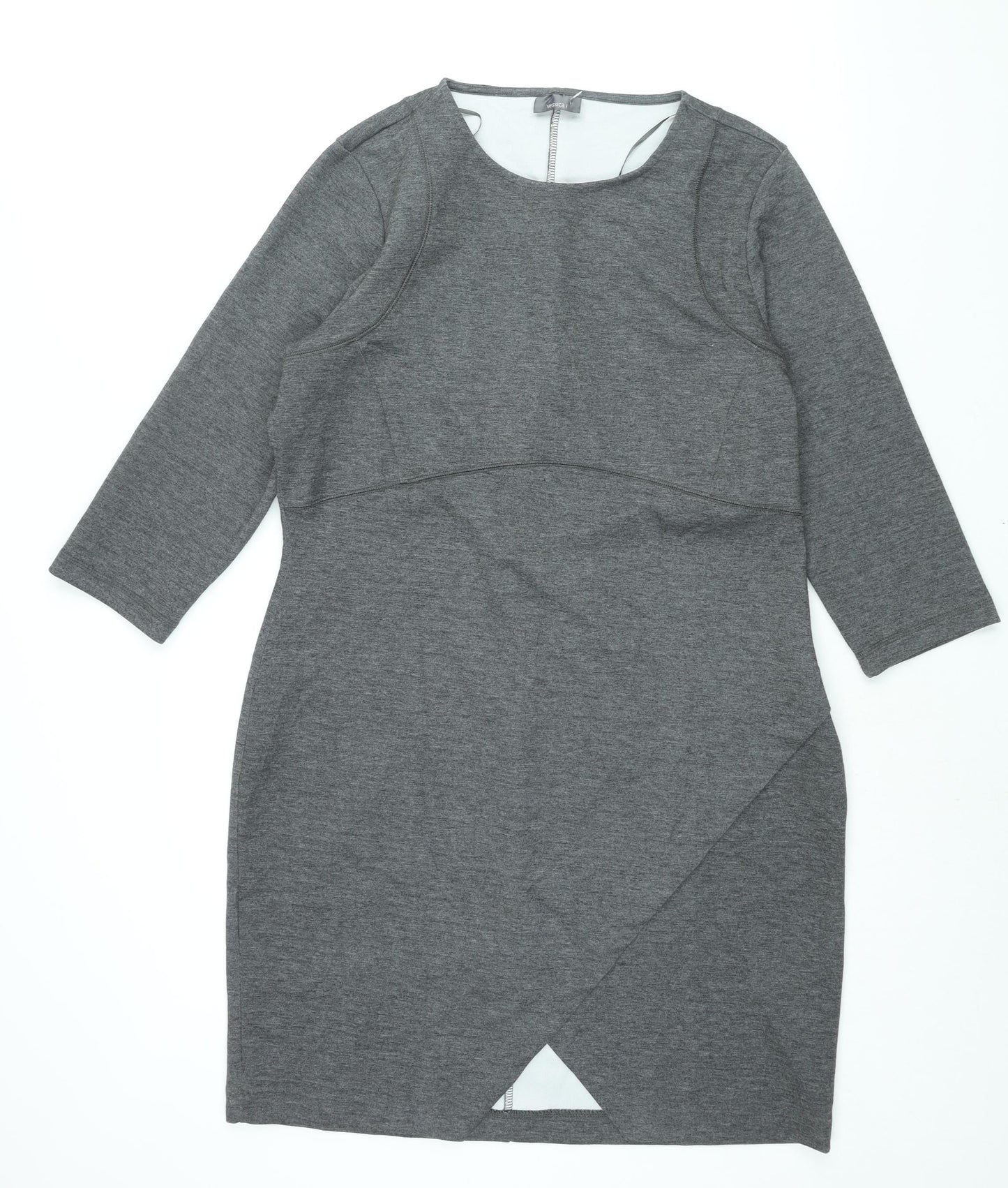 Yessica Womens Grey Polyester Shift Size 18 Round Neck Zip