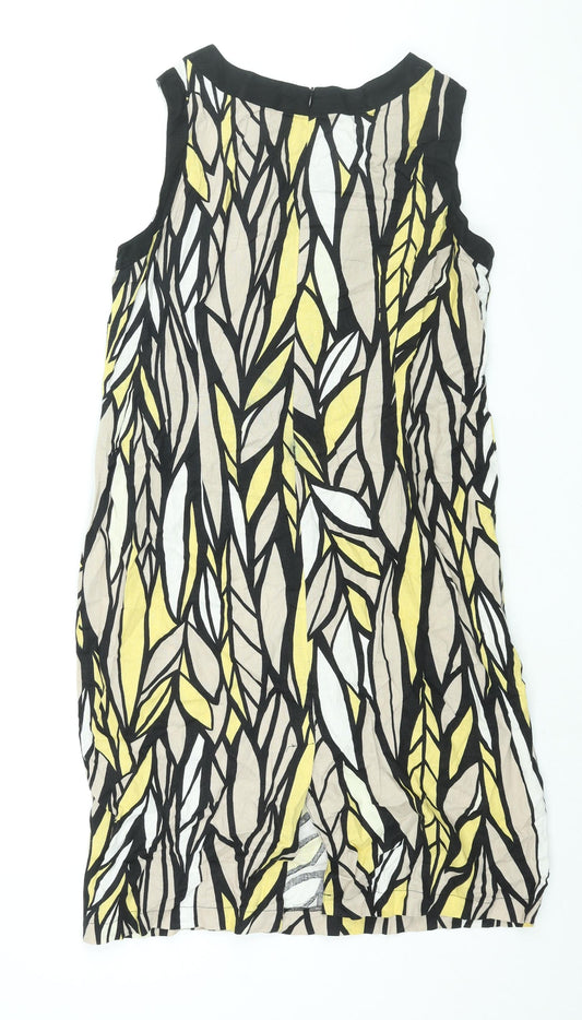 Per Se Womens Multicoloured Geometric Polyester Sheath Size 16 Round Neck Zip