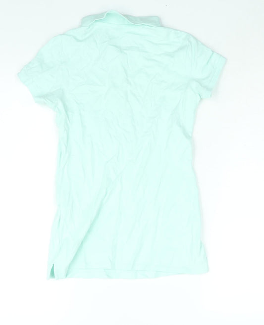 United Colors of Benetton Womens Blue Cotton Basic Polo Size XS Collared
