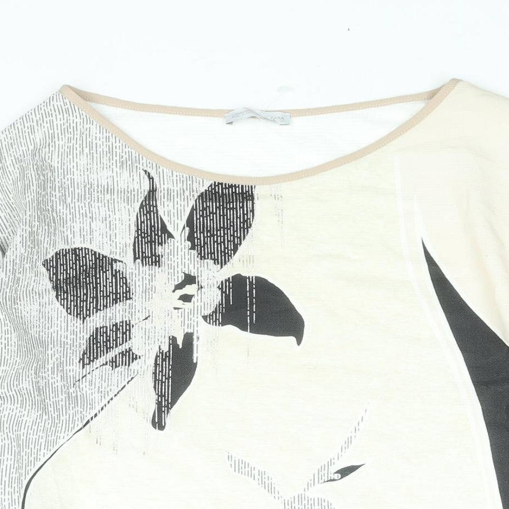 Zara Womens Multicoloured Polyester Basic Blouse Size M Round Neck - Floral Print