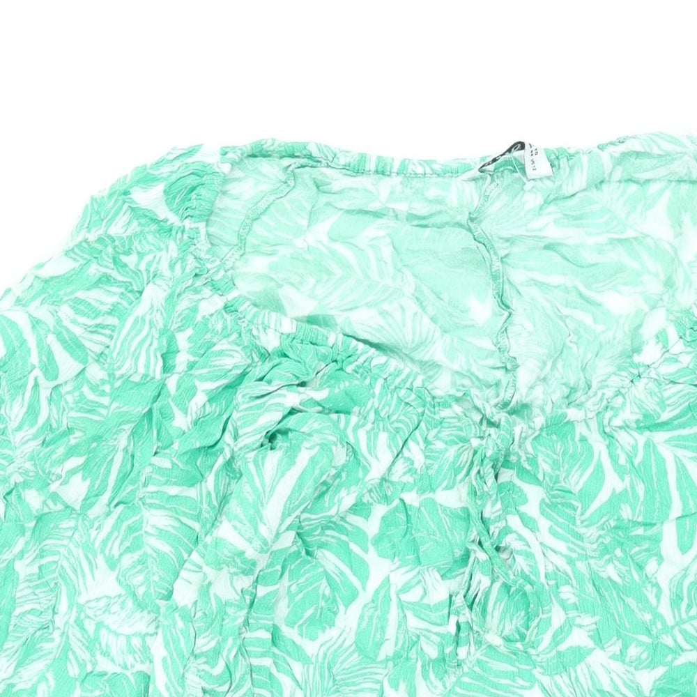Yours Womens Green Geometric Viscose Basic Blouse Size 16 Scoop Neck