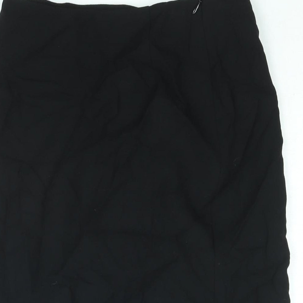 CARACTERE Womens Black Wool Straight & Pencil Skirt Size 10 Zip