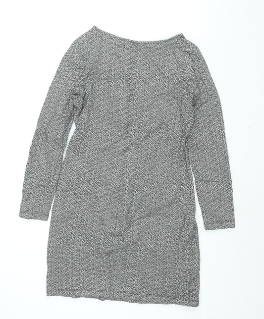 Marks and Spencer Womens Grey Geometric Cotton Mini Size 12 Boat Neck Pullover