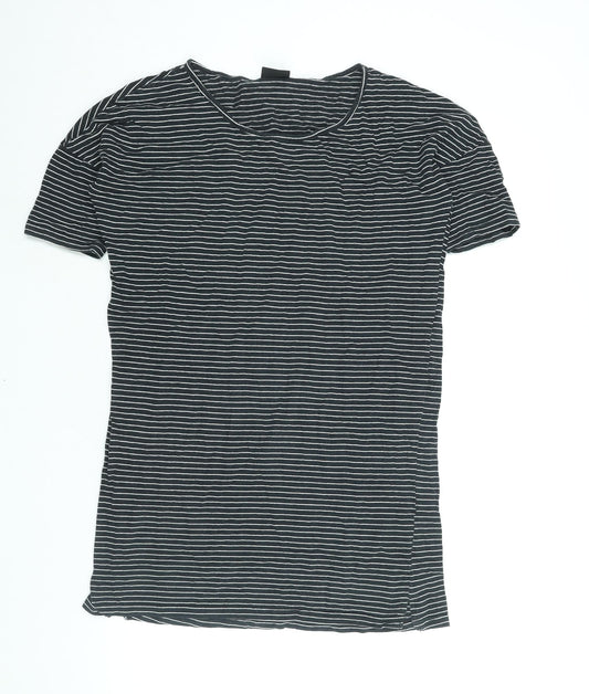 VILA Womens Black Striped Polyester T-Shirt Dress Size S Round Neck Pullover