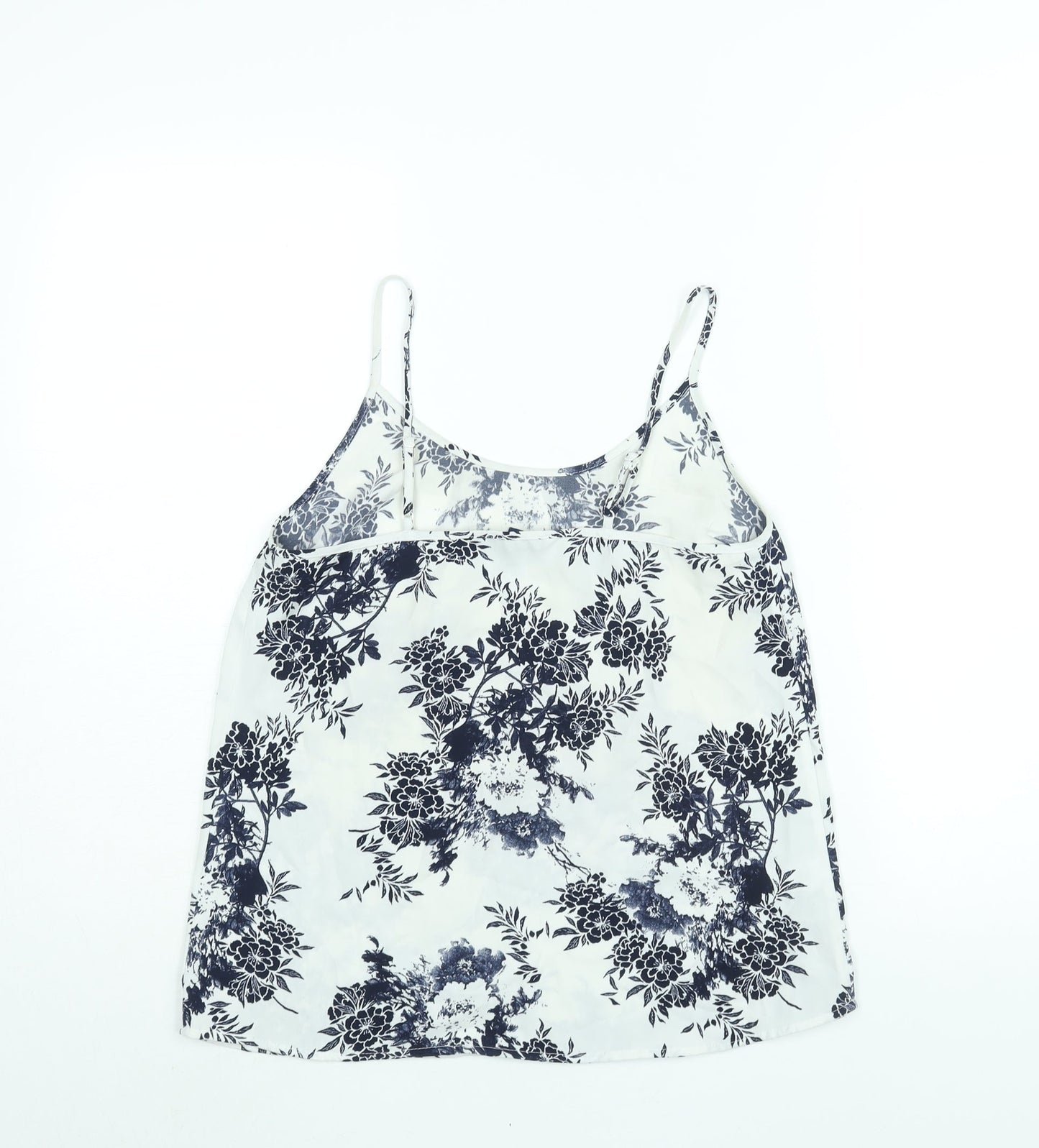 NEXT Womens White Floral Polyester Camisole Blouse Size 6 Scoop Neck