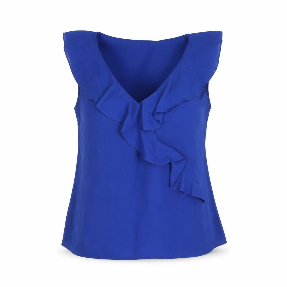 Zara Womens Blue Polyester Camisole Blouse Size S V-Neck - Frill