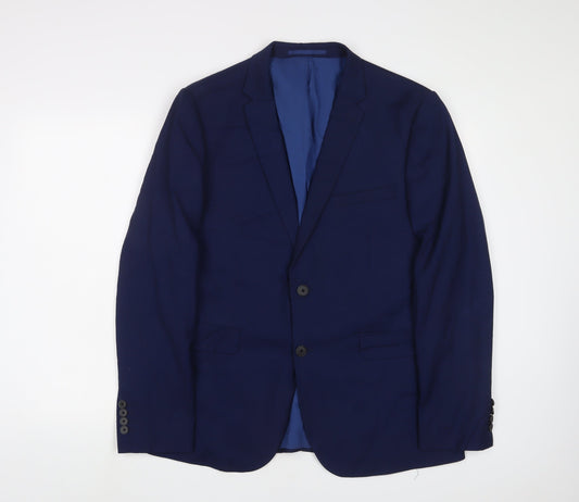Burton Mens Blue Polyester Jacket Suit Jacket Size 44 Regular