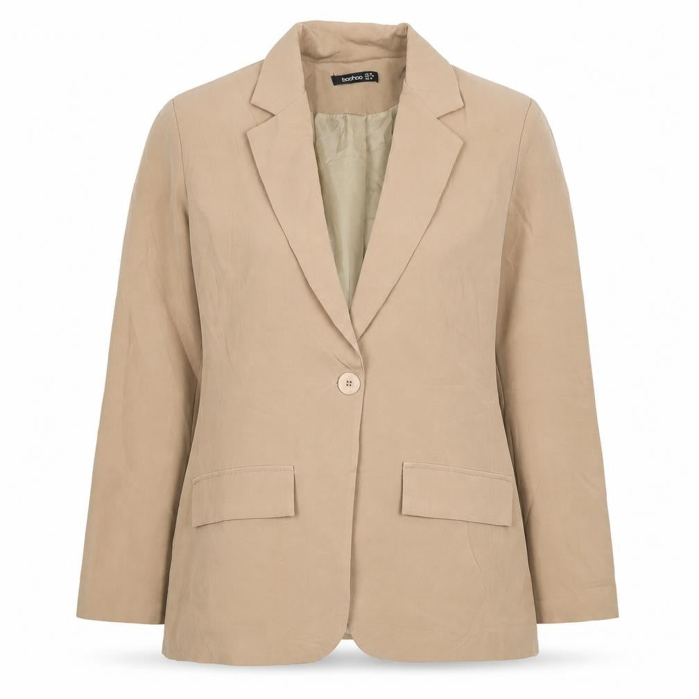 Boohoo Womens Beige Jacket Blazer Size 10 Button
