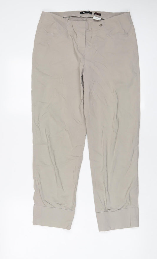 ROBELL Womens Beige Viscose Trousers Size 32 in L24 in Regular