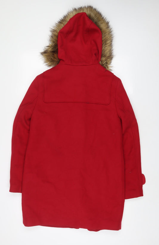 Marks and Spencer Womens Red Overcoat Coat Size 8 Zip