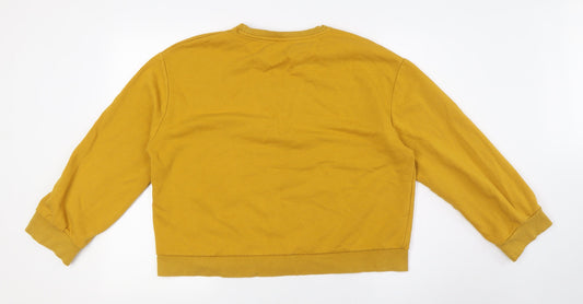 Zara Womens Yellow Cotton Pullover Sweatshirt Size L
