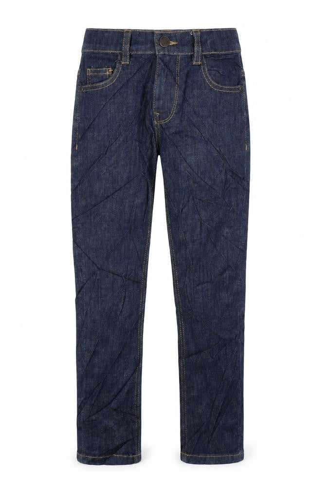 Marks & Spencer Girls Blue Cotton Straight Jeans Size 5-6 Years L22 in Regular Zip