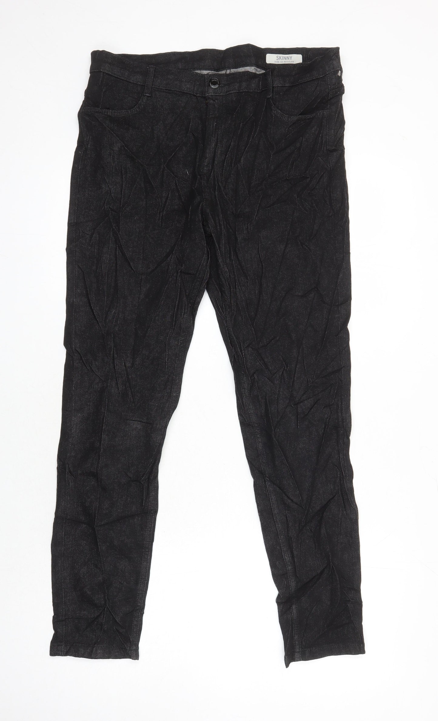 M&S Womens Black Cotton Skinny Jeans Size 14 L28 in Regular