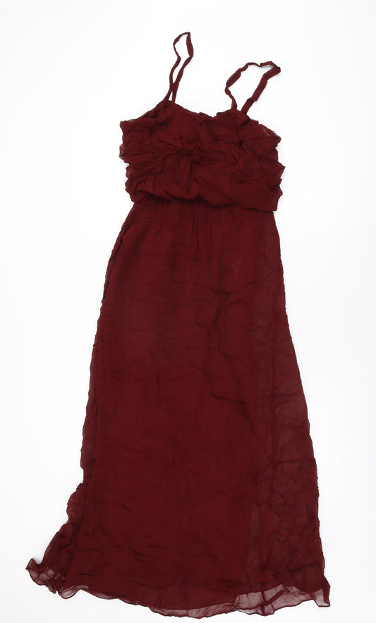 Zara Womens Red Polyester Maxi Size S Square Neck Pullover