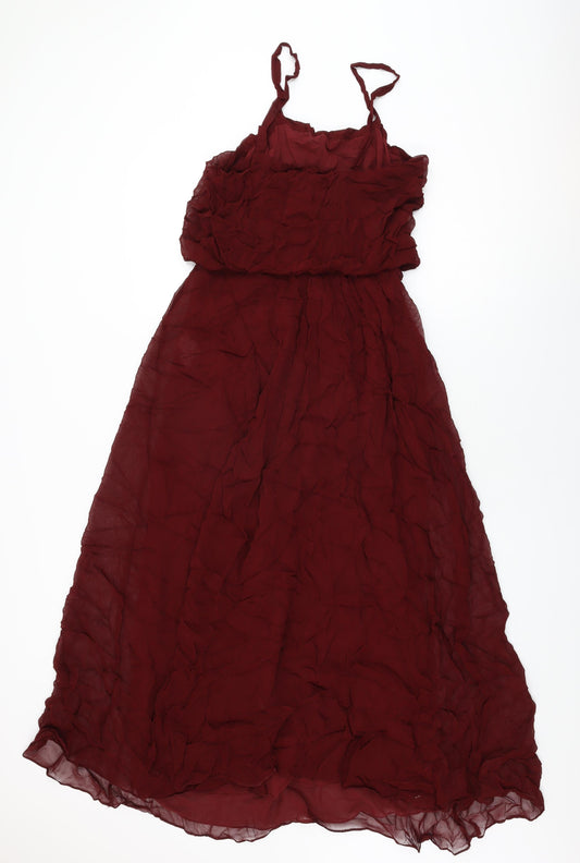 Zara Womens Red Polyester Maxi Size S Square Neck Pullover