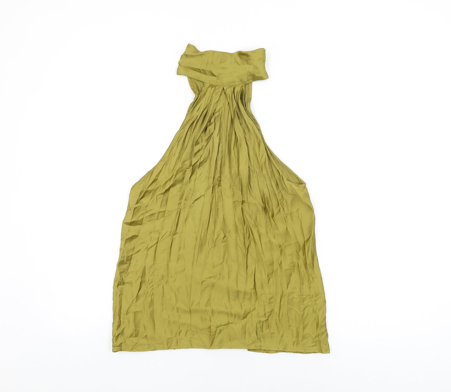 Zara Womens Green Polyester Basic Blouse Size S High Neck