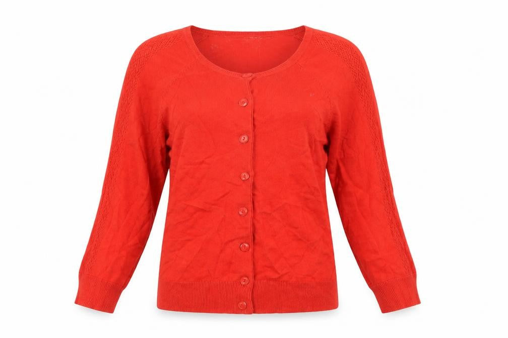 Dorothy Perkins Womens Red Round Neck Cotton Cardigan Jumper Size 8