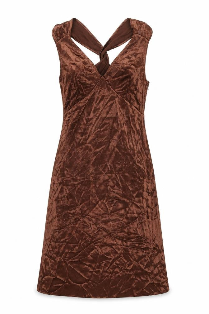 Next Womens Brown Polyester Shift Size 12 V-Neck Zip